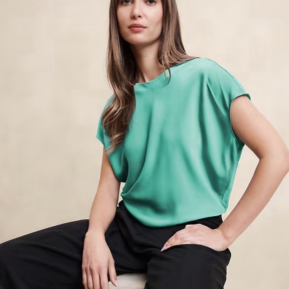 Banana Republic Factory Teal Blouse Silky - Picture 1 of 9